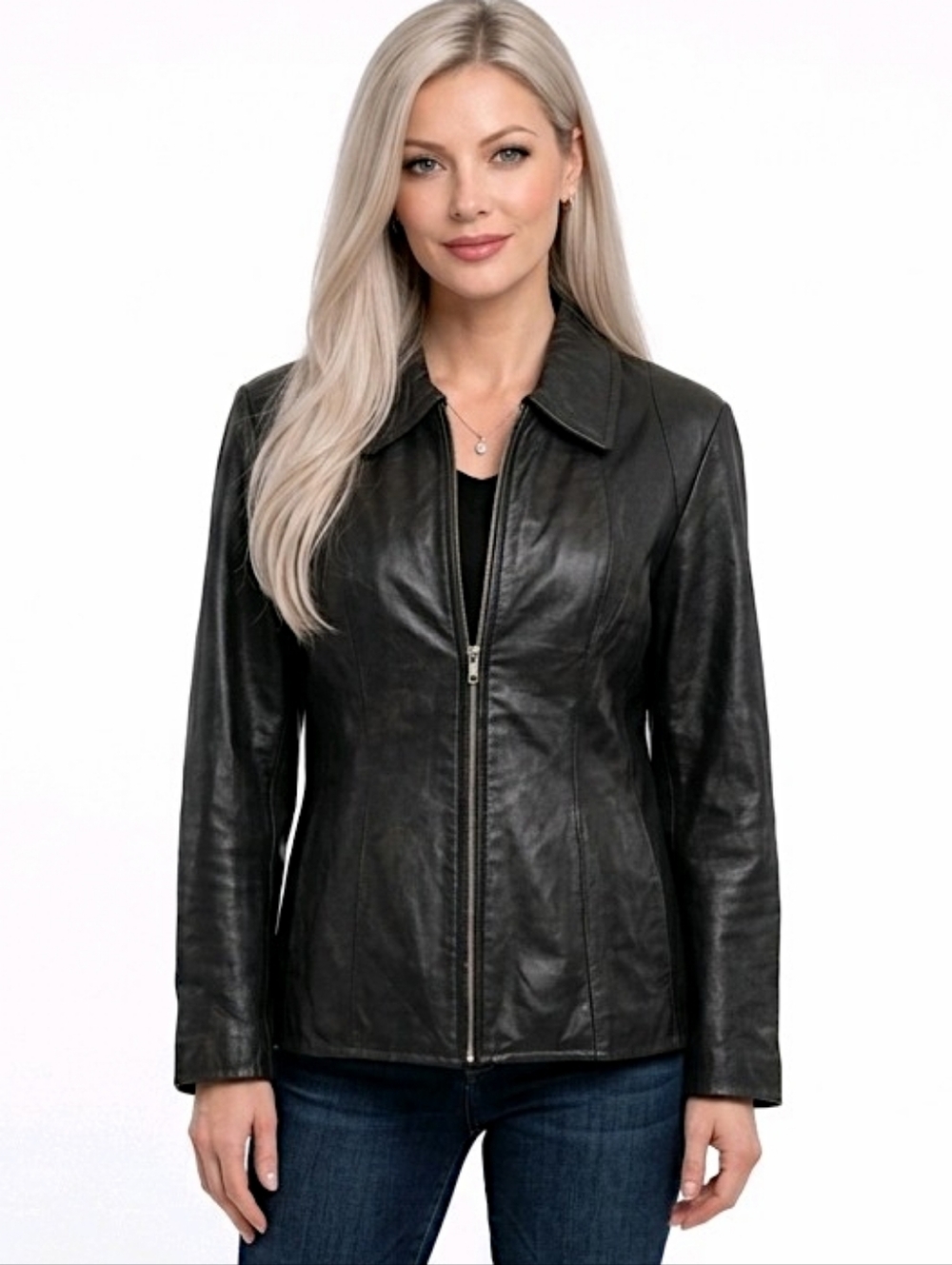 Vintage Wilson Black Leather Lined Full-Zip Jacket Size M
